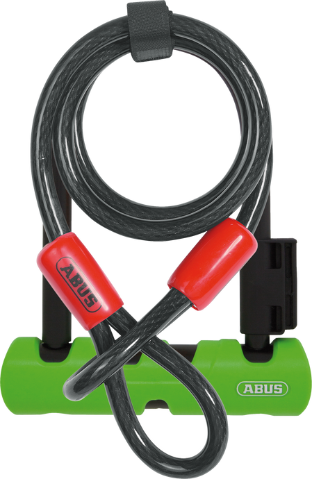 green ABUS Ultra 410 mini with cobra cable