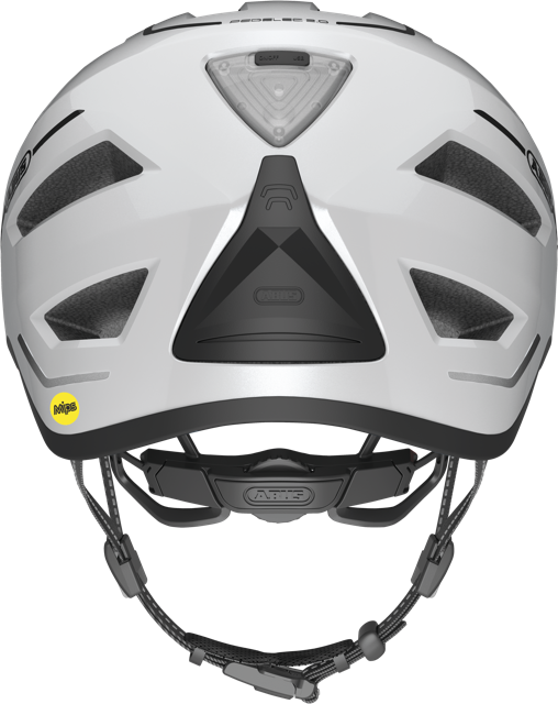 rear view of pearl white ABUS Pedelec 2.0 MIPS helmet