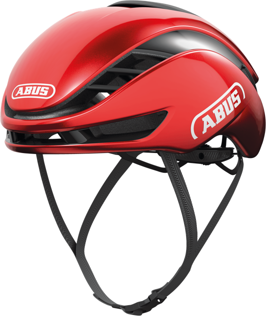 quarter view of performance red ABUS GameChanger 2.0 helmet 