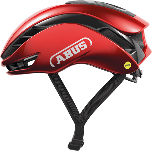 side view of performance red  GameChanger 2.0 MIPS helmet.