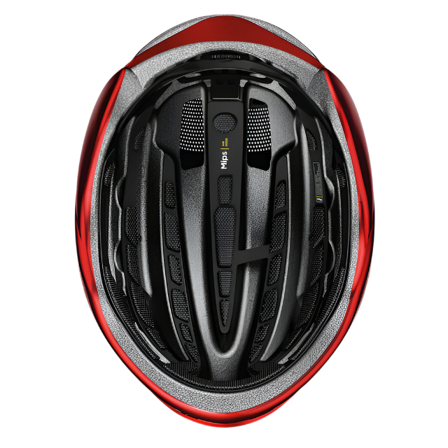 Load image into Gallery viewer, underside view of performance red  GameChanger 2.0 MIPS helmet.  #color_Performance Red
