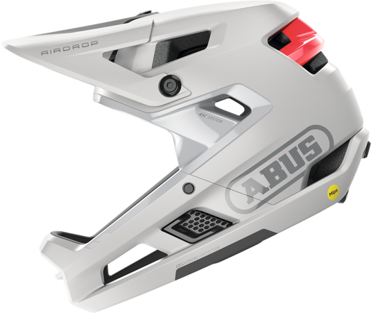 side view of polar white ABUS AirDrop MIPS helmet