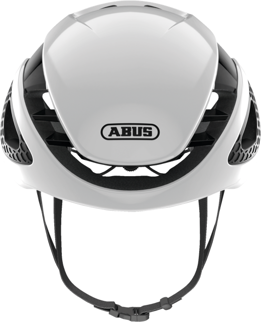 front view of shiny white GaemChanger helmet