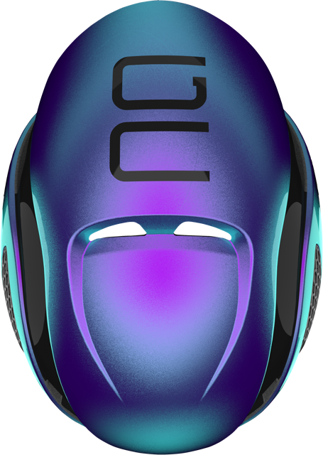top view of flip flop purple GameChanger helmet