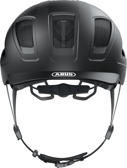 front view of velvet black ABUS Hyban 2.0 MIPS helmet 
