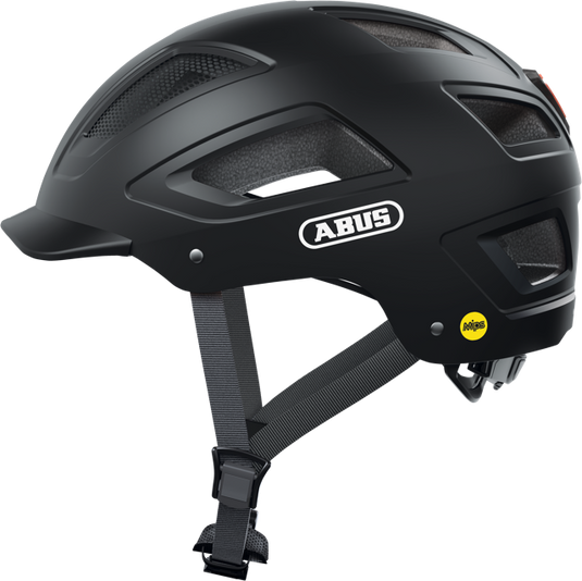 side view of velvet black ABUS Hyban 2.0 MIPS helmet
