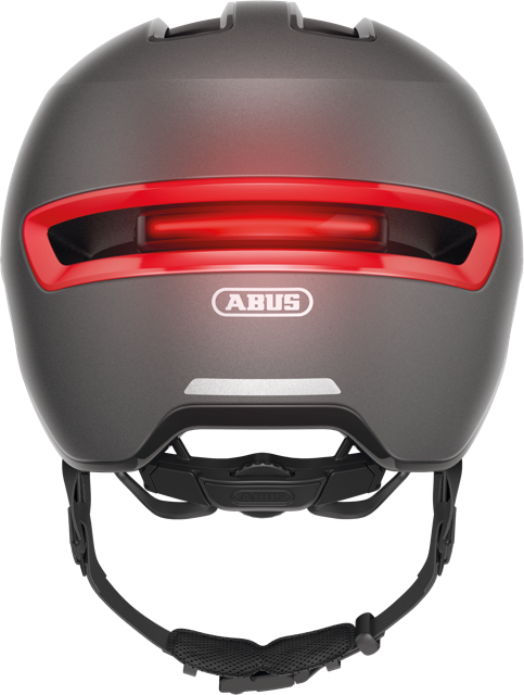 Load image into Gallery viewer, rear view of titan HUD-Y helmet with light on #color_titan
