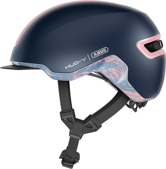 side view of midnight blue ABUS HUD-Y helmet