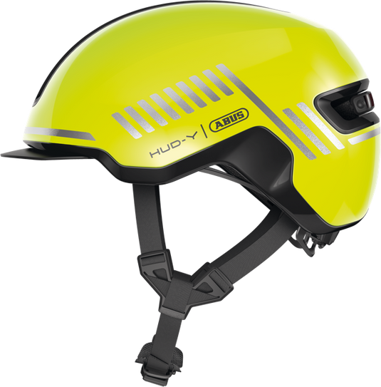 side view of signal yellow ABUS HUD-Y helmet