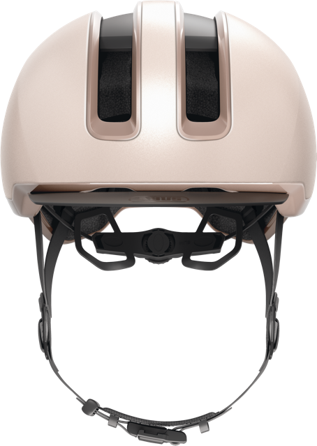 front view of champagne gold HUD-Y helmet