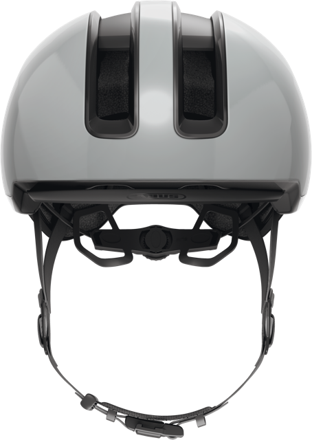 Load image into Gallery viewer, front view of race grey ABUS HUD-y helmet #color_race grey
