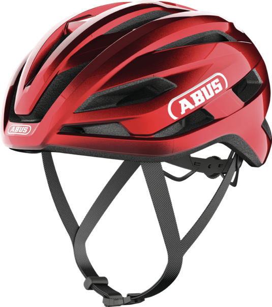 quarter view of performance red  ABUS StormChaser helmet