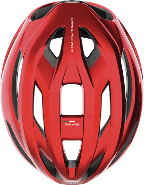 Load image into Gallery viewer, top view of performance red  ABUS StormChaser helmet #color_performance red
