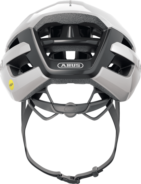 Load image into Gallery viewer, rear view of shiny white ABUS PowerDome MIPS helmet #color_shiny white
