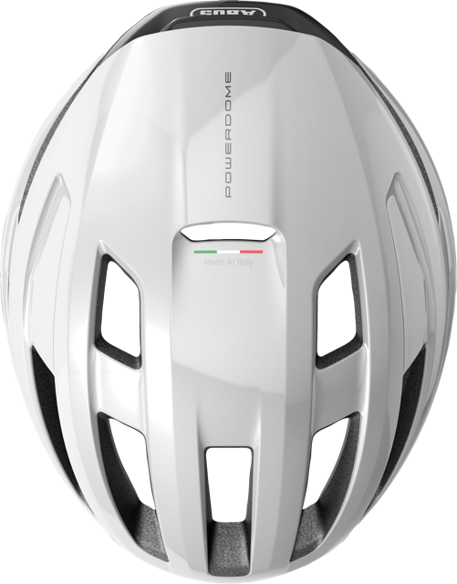 Load image into Gallery viewer, Top view of shiny white ABUS PowerDome MIPS helmet #color_shiny white
