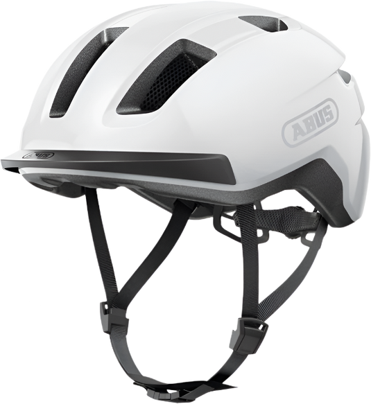 quarter view of shiny white ABUS PURL-Y helmet