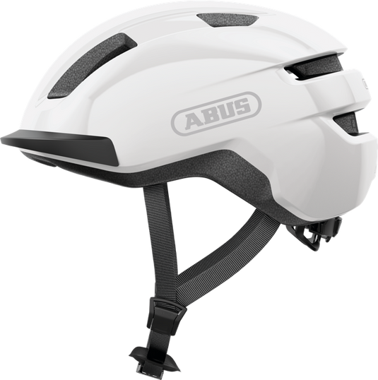 side view of shiny white ABUS PURL-Y helmet