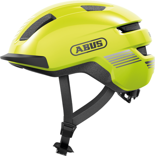 side view of signal yellow ABUS PURL-Y helmet