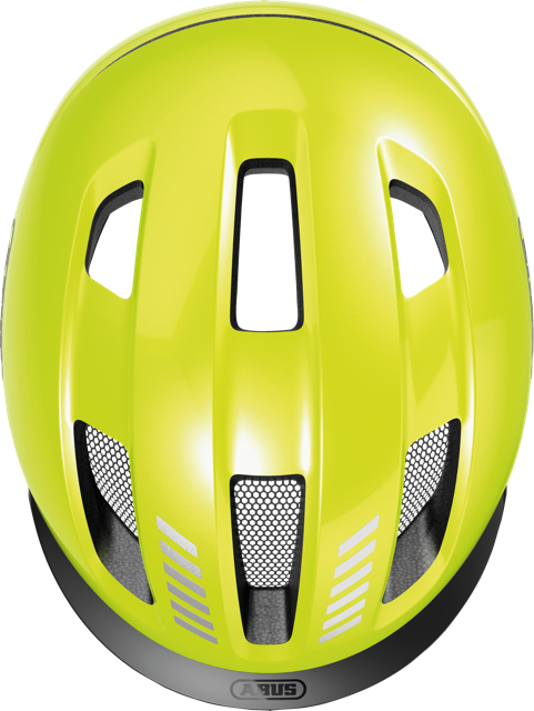 top view of signal yellow ABUS PURL-Y helmet