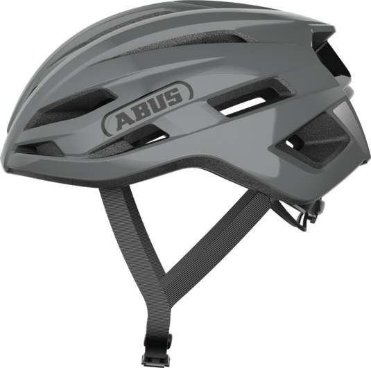 side view of race grey ABUS StormChaser helmet
