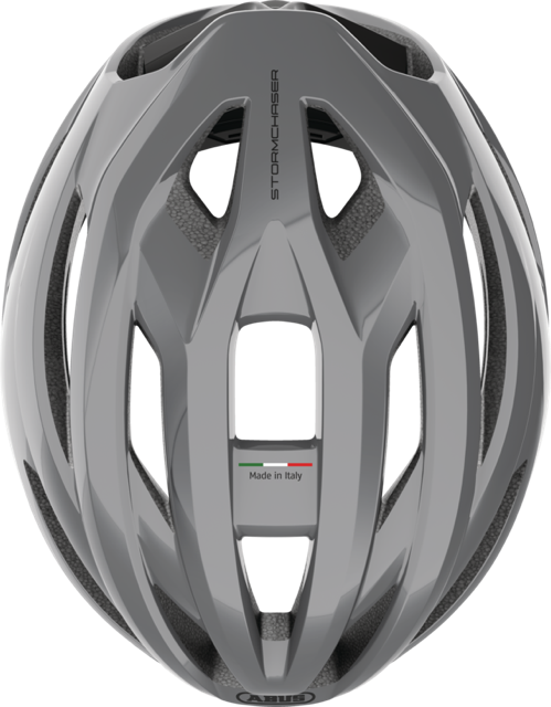 Load image into Gallery viewer, top view of race grey ABUS StormChaser helmet #color_race grey
