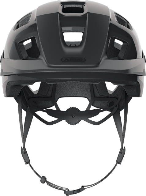 Load image into Gallery viewer, front view of shiny  black ABUS MoTrip MIPS helmet #color_shiny black
