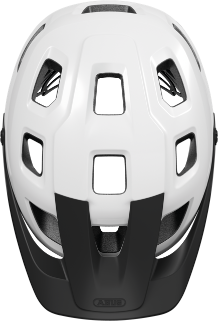 top view of shiny white ABUS MoTrip MIPS helmet