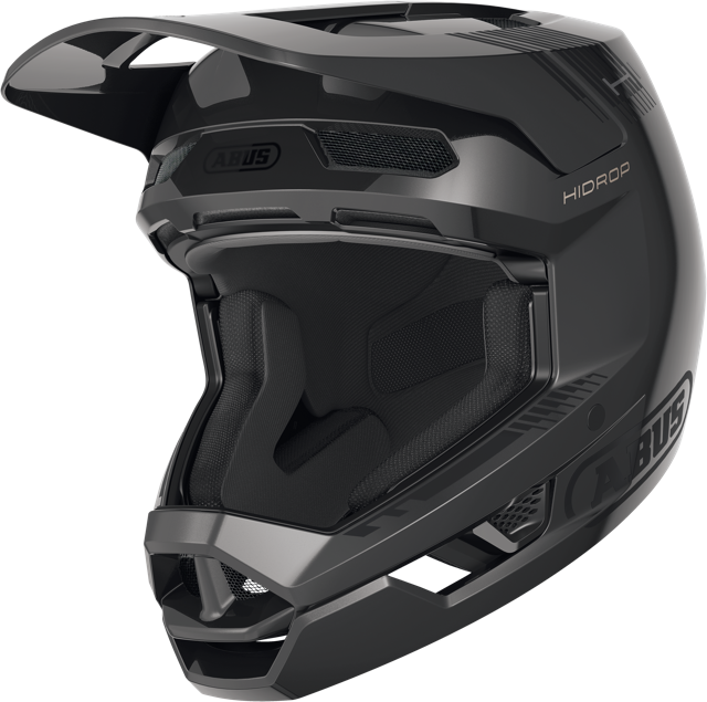 Load image into Gallery viewer, quarter view of shiny black ABUS HiDrop helmet #color_shiny black
