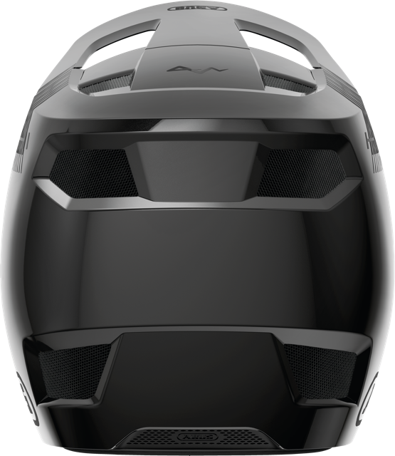 Load image into Gallery viewer, rear view of shiny black ABUS HiDrop helmet #color_shiny black
