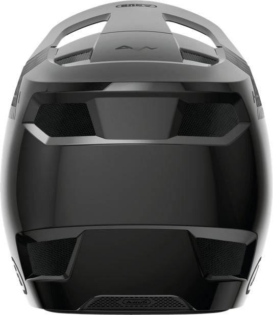 rear view of shiny black ABUS HiDrop helmet