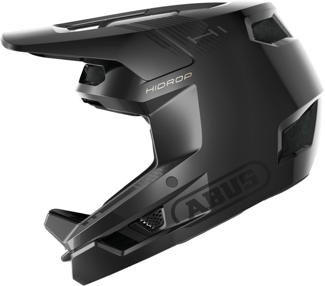 Load image into Gallery viewer, side view of shiny black ABUS HiDrop helmet #color_shiny black
