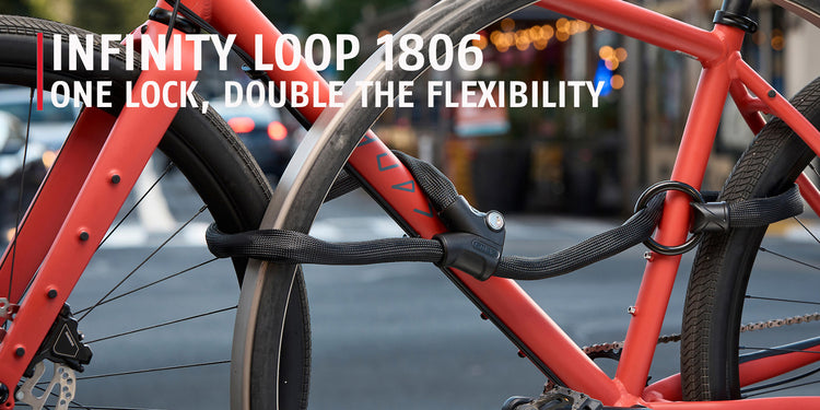 banner showing bicycle locked with Infinity Loop chain